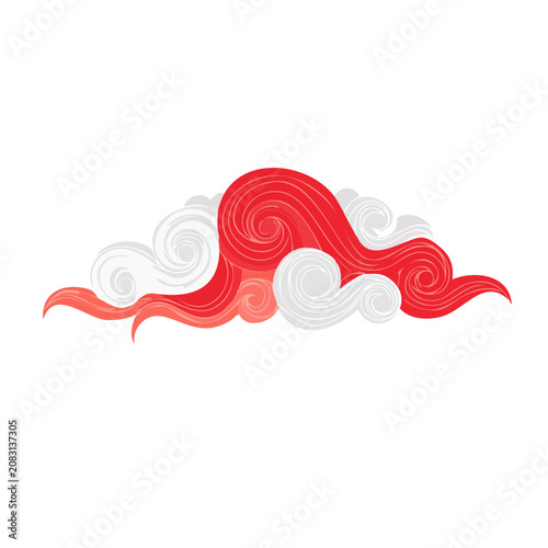 Abstract red swirling wave vector design