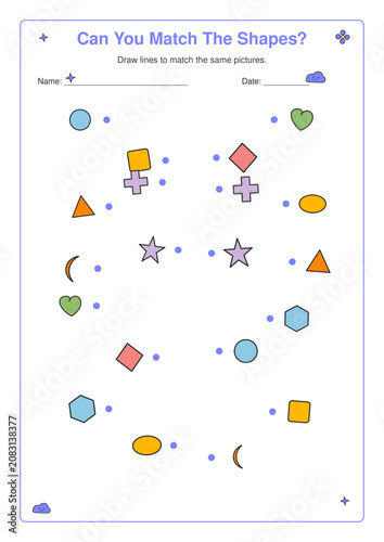 Shape Matching Activity Worksheet for Preschool Learning