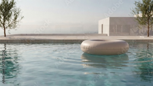 Floating tube on a luxury pool
