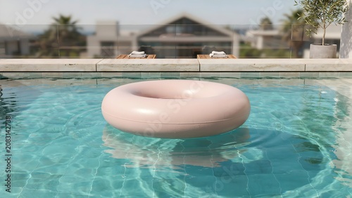Floating ring in a clear swimming pool
