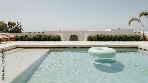 Floating ring in a minimalist resort pool