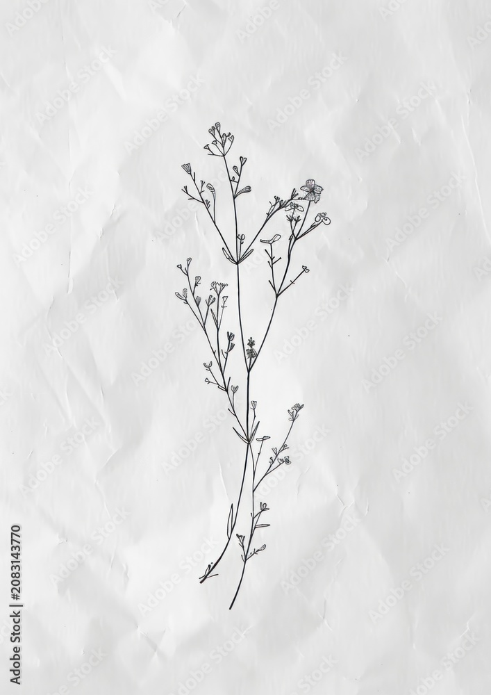Fototapeta premium Minimal line art Hand drawn a wildflower for logo illustrated drawing sketch.