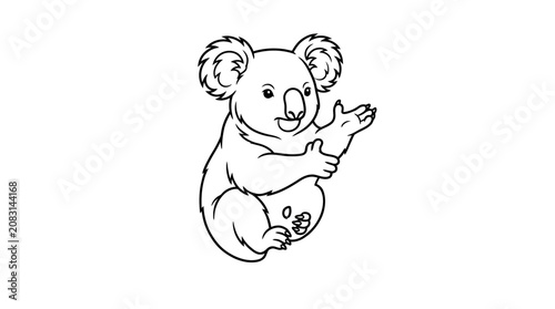 Canvas Print Cute Koala Outline Vector Illustration