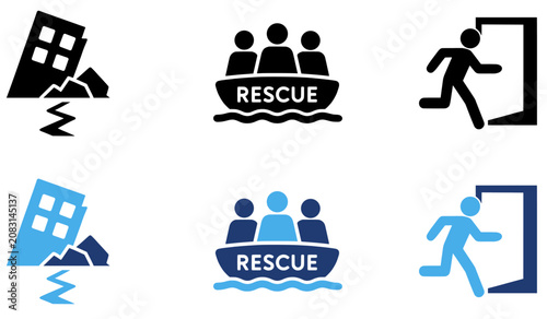 Foto Emergency Disaster Evacuation icon collections