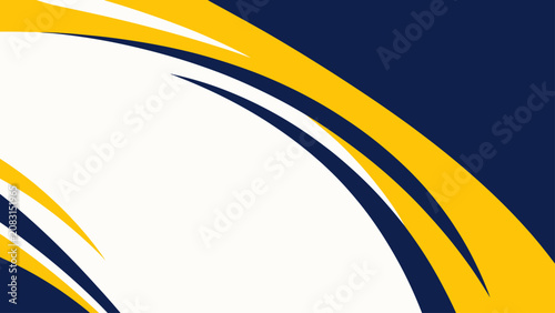 Quadro su tela Abstract curved swoosh patterns in navy blue and gold on white background for graphic design