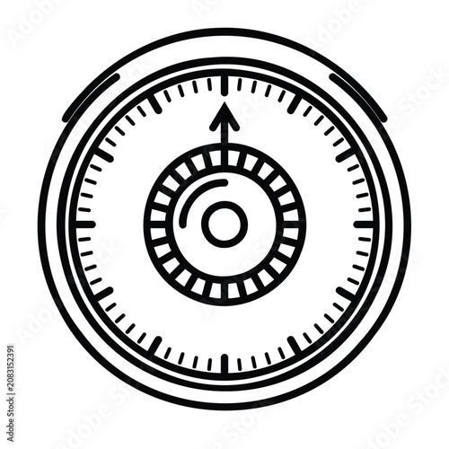 Fotografía Black and white line icon of a circular mechanical combination lock dial