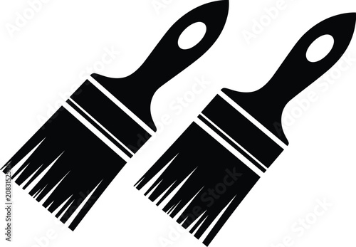 Brush icon pair for artistic painting and home renovation