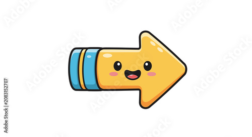 Cute Smiling Arrow Character Vector Illustration