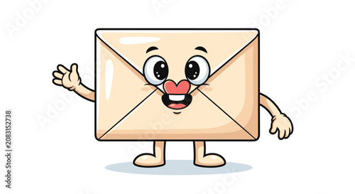 Waving Envelope Character Vector Illustration
