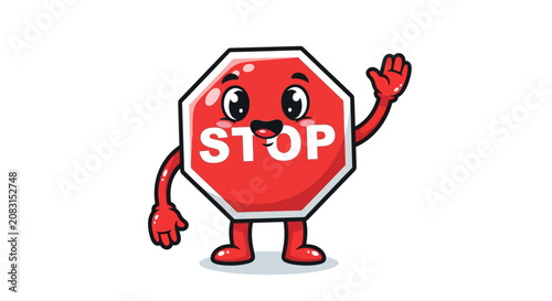 Friendly Stop Sign Character Illustration