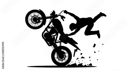 Fényképezés Motocross rider performing a daring jump with dirt bike in mid-air Vector
