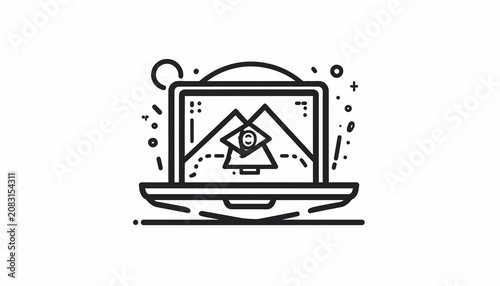 Laptop with Graphic Design on Screen.