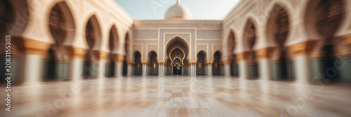 Wide banner with copy space for text traditional Islamic mosque in Muslim countries AI Generative
