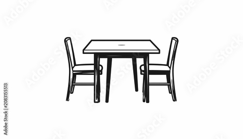Simple table and two chairs.