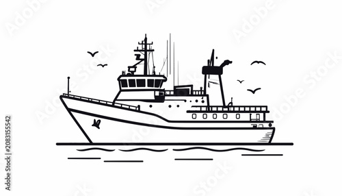 Large Ship Sailing On The Water.