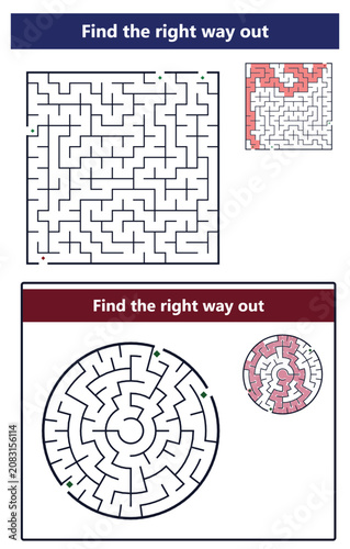 find_the_right_way_out   Maze puzzles with different designs for mind games and challenges  
