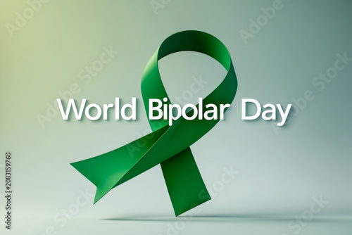 Banner poster postcard World Bipolar day awareness mental health expression and mood AI Generative