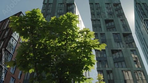 A modern rich luxury residential complex in a picturesque location. Dolly camera