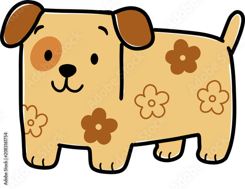 Cute Cartoon Dog Clipart Set with Playful Puppy Characters, Floral Patterns, Sweater, Bow, and Collars on White Background