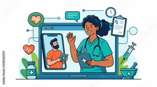 Digital healthcare consultation with nurse and patient via video