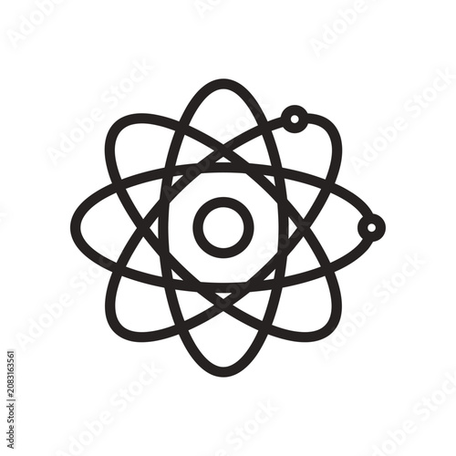 Quantum atom icon. Modern tech and science orbital line art vector illustration.