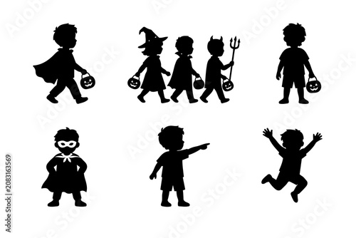 Halloween trick-or-treat silhouettes collection