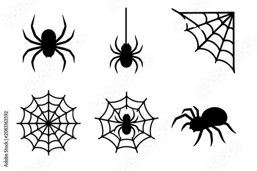 Halloween spider and web icon set