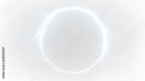 Konstfotografi Futuristic Blue Lightning Circle Frame with Glowing Electric Sparks PNG