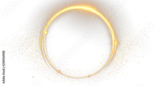 Schilderij op canvas Luxury Gold Halo Circle with Radiant Glitter Particle Effect PNG