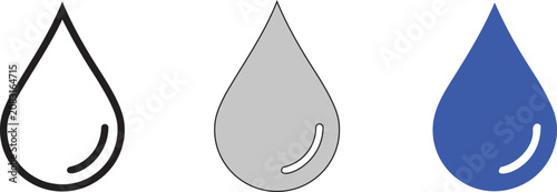 Εκτύπωση καμβά Vector graphic illustration of three distinct teardrop shapes in different color