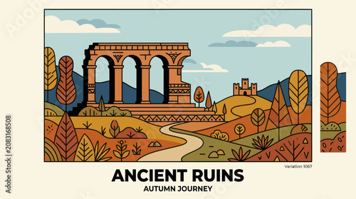 Canvas-taulu Ancient architectural remnant in landscape