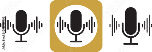 Photos Microphone sound wave vector icon featuring podcast recording and audio broadcas