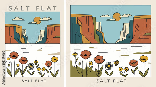 Canyon landscape with wildflowers