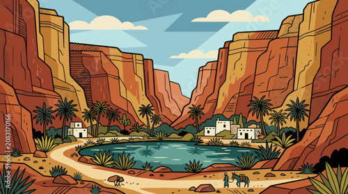 Canyon oasis scene