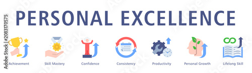 Personal Excellence Web Banner  icon vector illustration concept