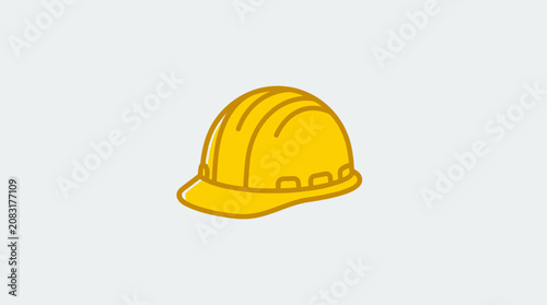 Yellow construction hard hat icon on a light background.
