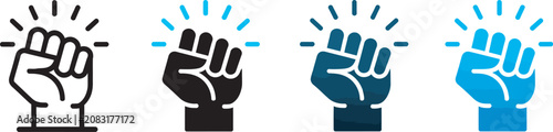 Φωτογραφία Raised fist power icon vector set featuring protest, empowerment, resistance, an