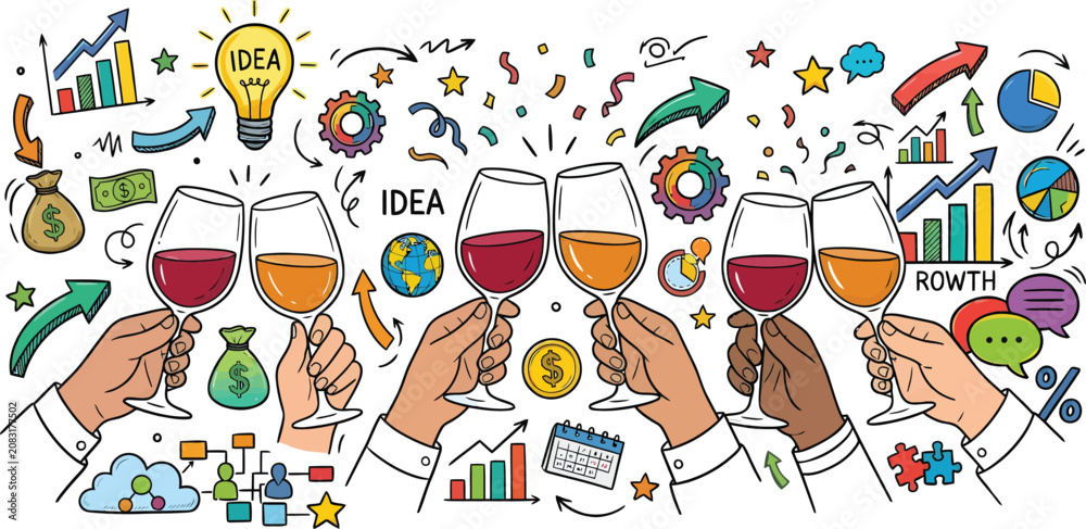 Fototapeta premium Business Success Celebration: Toasting to Growth and Ideas