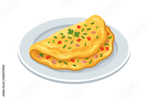 Foto Omelet on Plate Vector Illustration