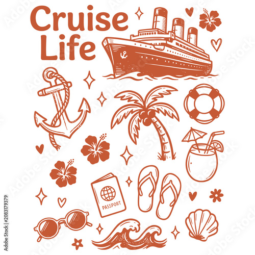 Cruise Life Funny Retro Tropical Vacation Cruise Ship