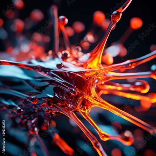 High detail capture of an abstract splash of red liquid with dynamic droplets creating a visually striking effect