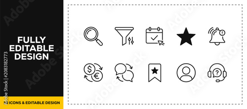 Obraz na płótnie flat vector illustration line art icon bundle set design covering user interface