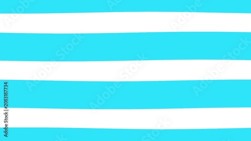 Bright cyan blue and white horizontal stripes pattern background with hand drawn brush strokes 4K Motion video