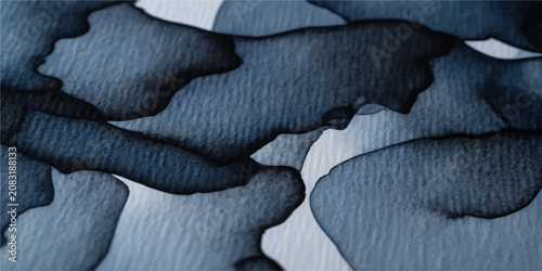 Konstfotografi Dark blue and black watercolor vector background with fluid blended textures and