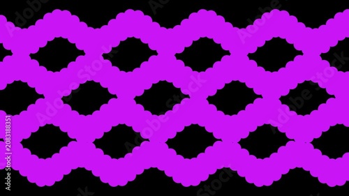 Bright purple wavy line pattern with a repeating grid design on a dark black background 4K Motion video