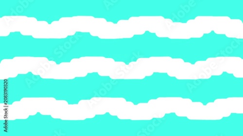 Abstract white wavy horizontal stripes on a bright cyan blue background 4K Motion video