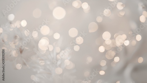 Soft focus background with glowing bokeh lights and delicate white textures, creating a serene and ethereal atmosphere