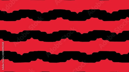 Abstract pattern with horizontal black wavy lines on a bright red background 4K Motion video