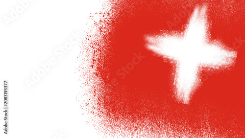 Switzerland Flag Spray Paint Texture Overlay PNG, Swiss Red White Cross Grunge Airbrush Effect, Isolated Transparent Background for Swiss National Day, Sports, Travel and Patriotic Design