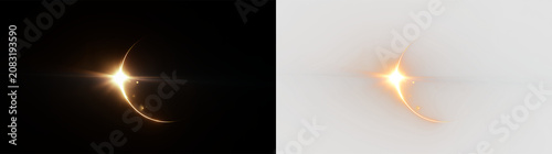 Konstfotografi Bright light appears behind a curved shape on a transparent background during a